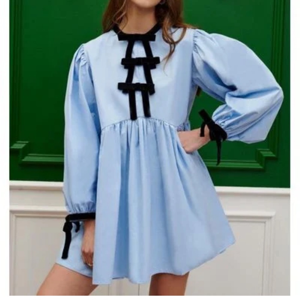 Sister Jane Belize Bow Mini Dress in Blue